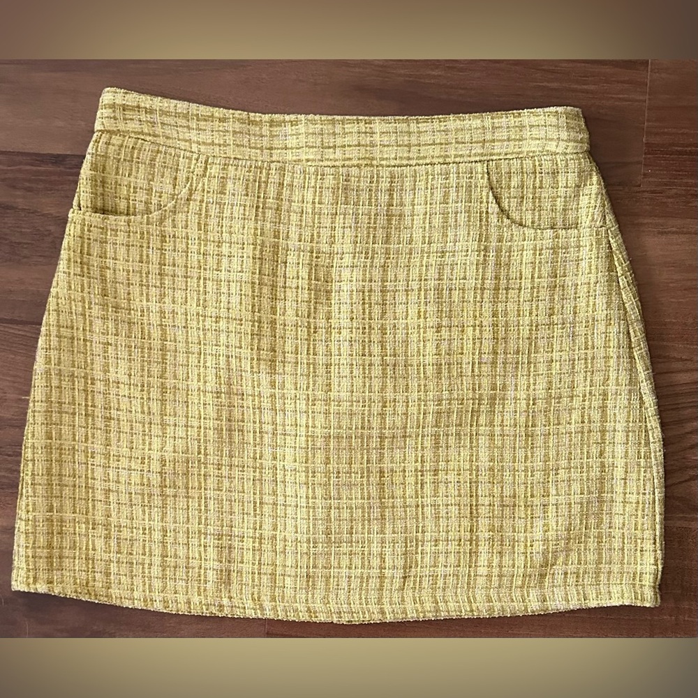 Molly Bracken Mini Skirt, Yellow Tweed, Large